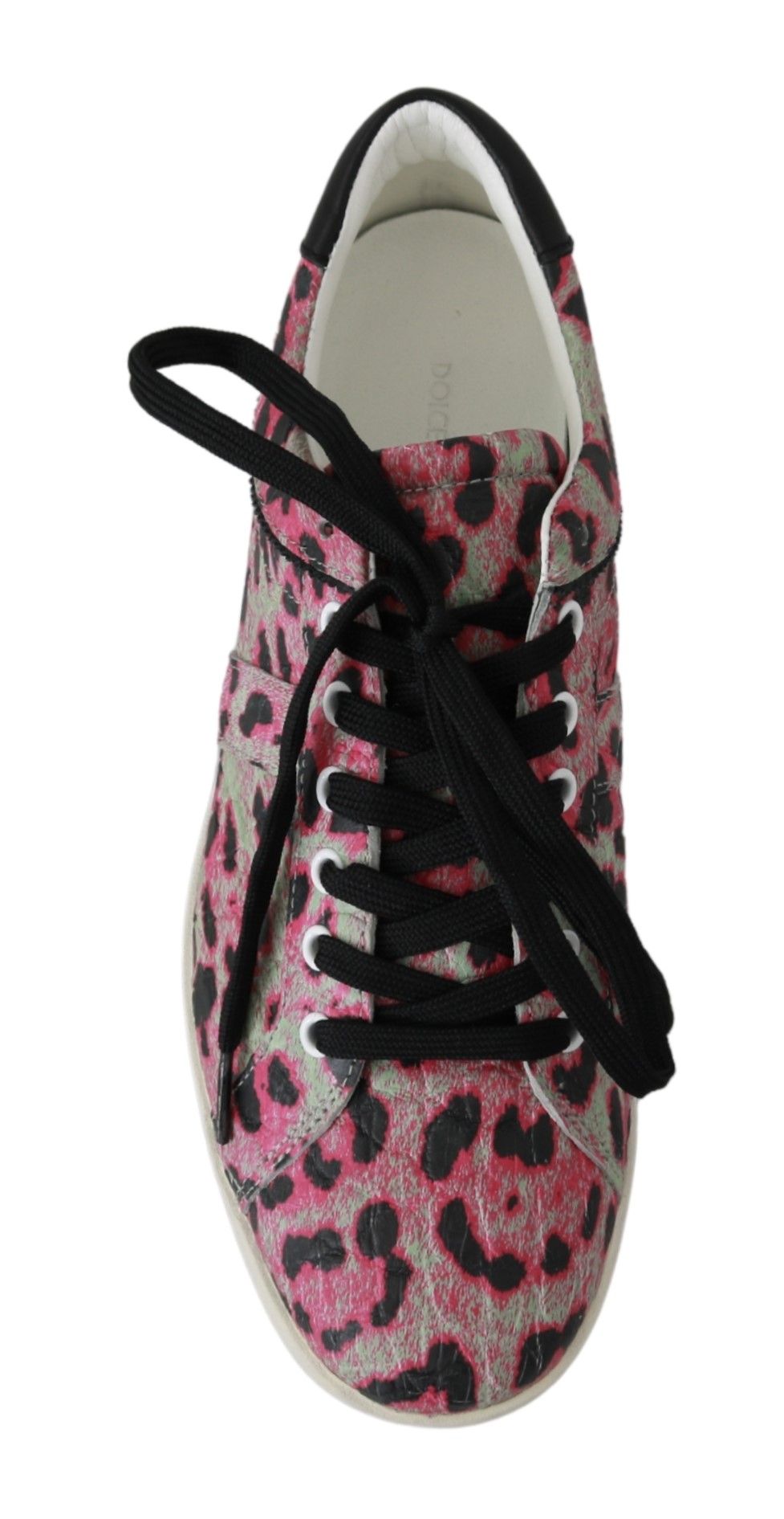 Sneakers piatte in pelle da allenamento con stampa leopardata rosa