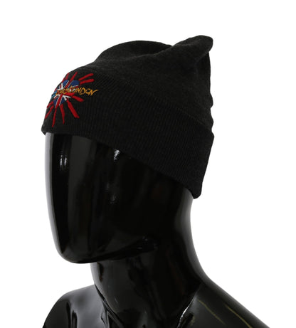 Dolce &amp; Gabbana Schicke graue Beanie mit exklusiver Stickerei