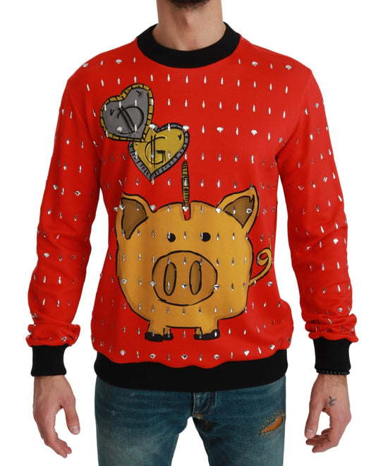 Roter Kristall-Pullover „Schwein des Jahres“.