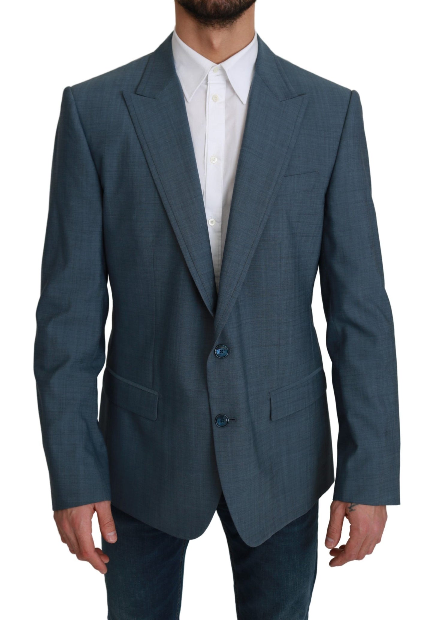 Blazer formale monopetto in lana blu