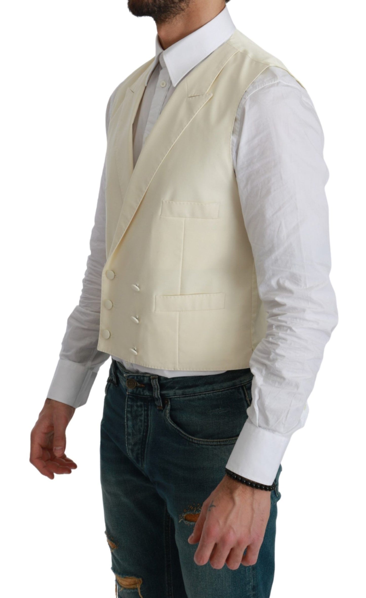 Gilet bianco formale in lana