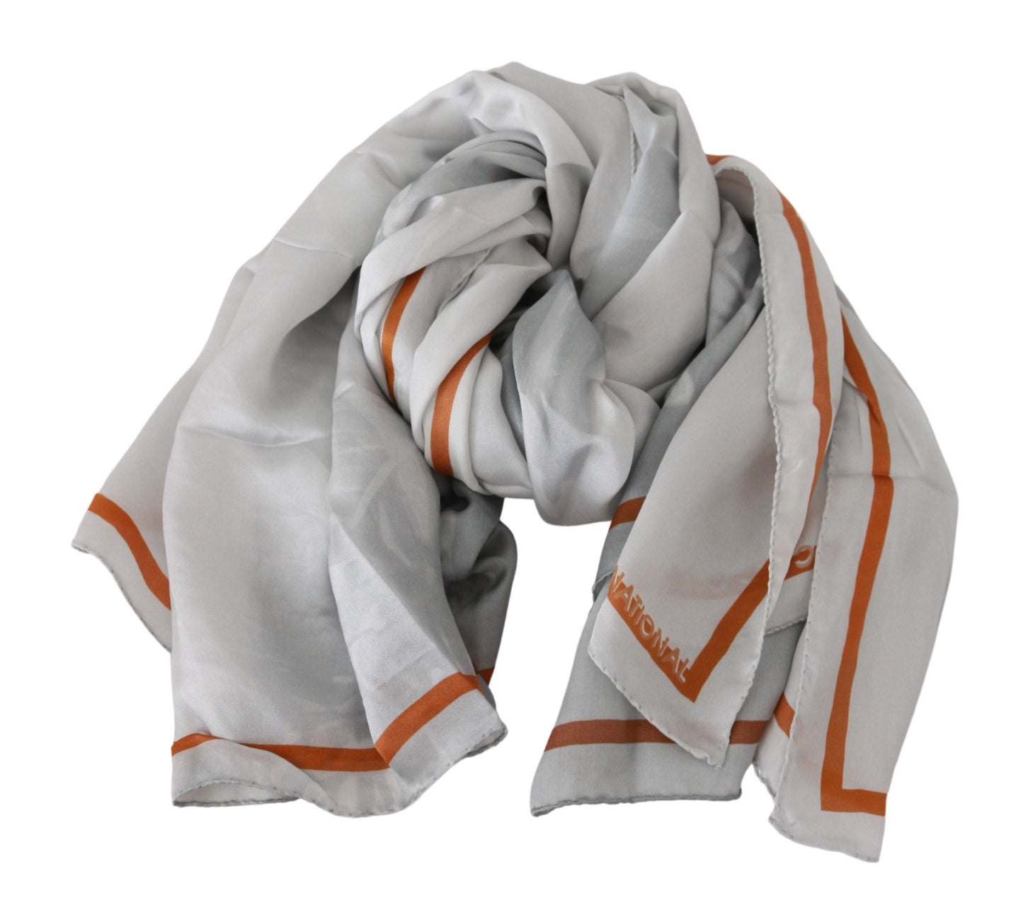 Sciarpa avvolgente con foulard floreale in seta grigio arancione