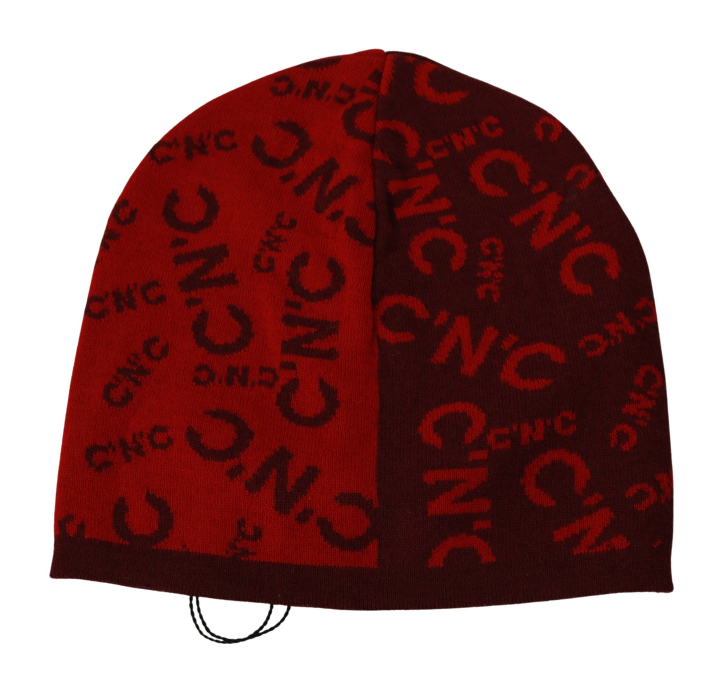 Cappello a cuffia con marchio in misto lana rossa