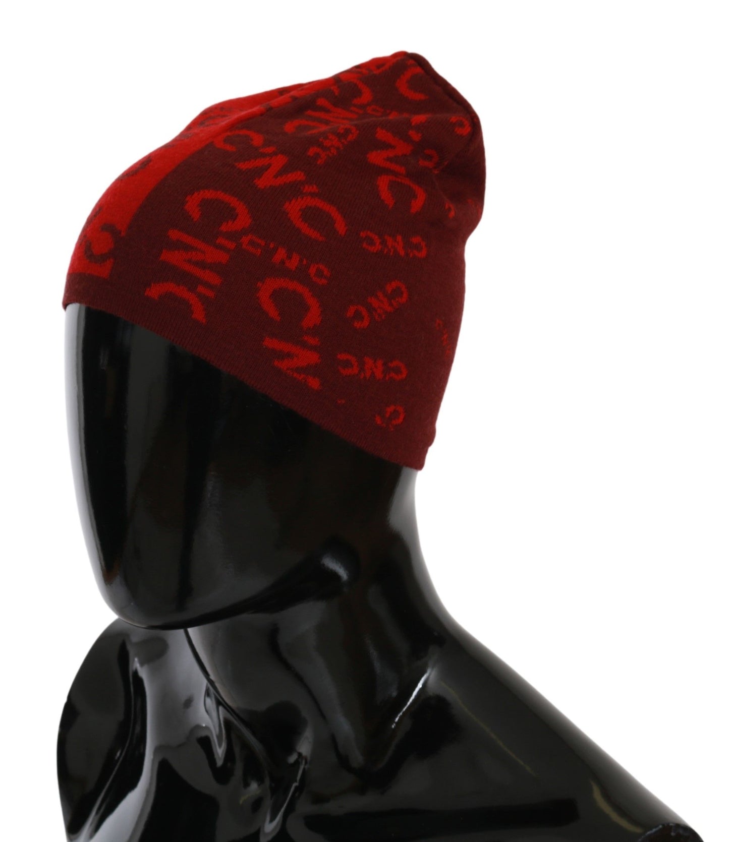 Rote Beanie-Mütze aus Wollmischung mit Logo