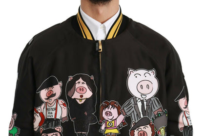 Blouson aviateur noir ANNÉE DU COCHON