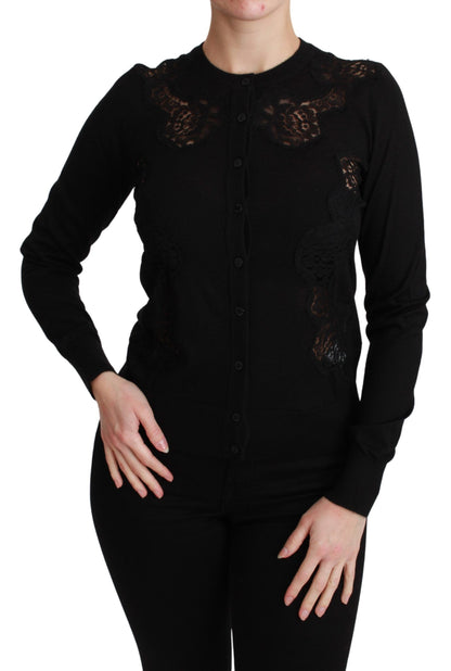 Dolce &amp; Gabbana Eleganter Cardigan aus Kaschmir-Seidenmischung mit Spitze