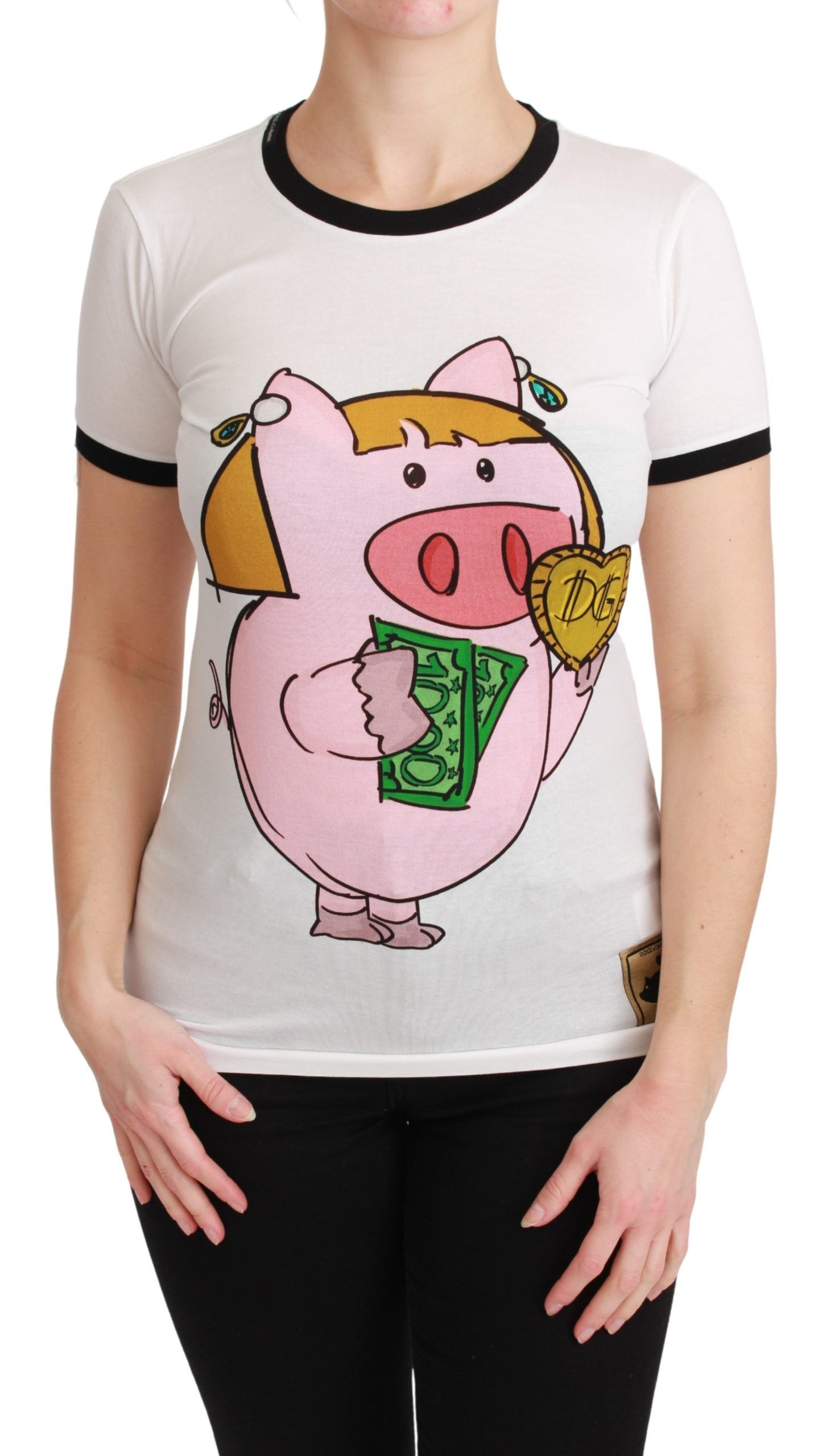 T-shirt blanc en coton ANNÉE DU COCHON