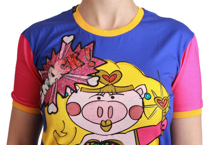 T-shirt in cotone viola PIG SUPERGIRL