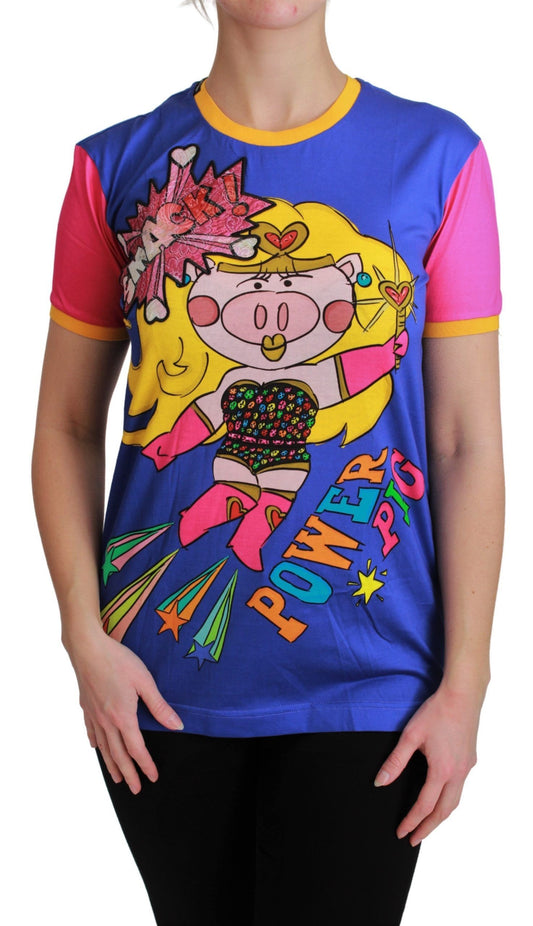 Lilafarbenes PIG SUPERGIRL Top-Baumwoll-T-Shirt