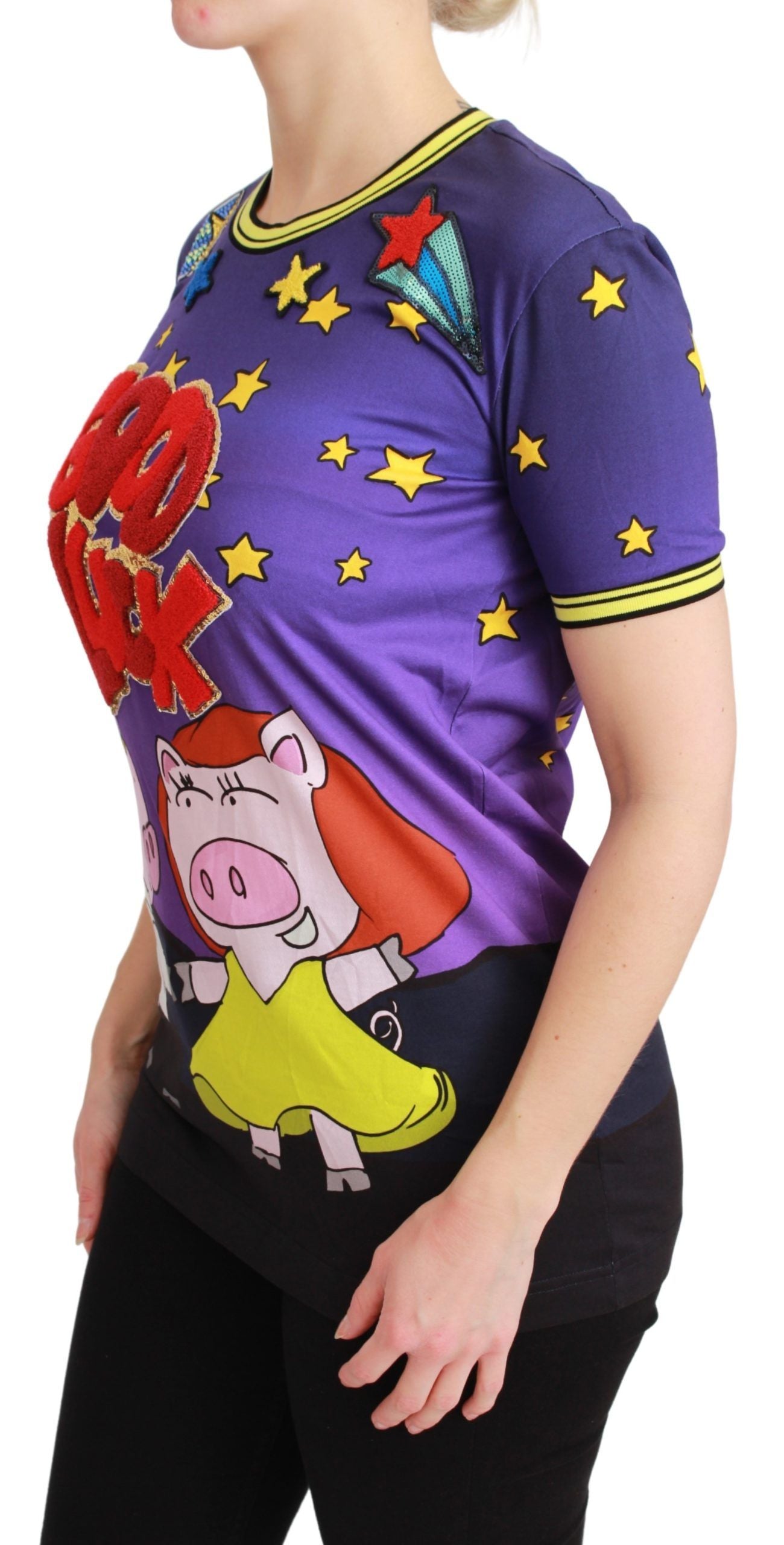 T-shirt in cotone viola YEAR OF THE PIG