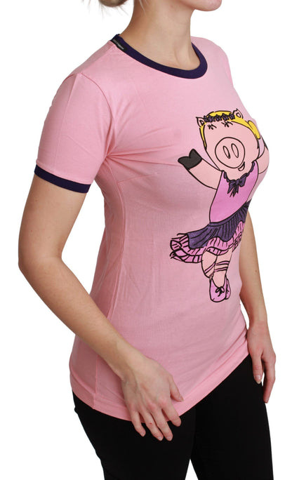 Rosa YEAR OF THE PIG Top Baumwoll-T-Shirt