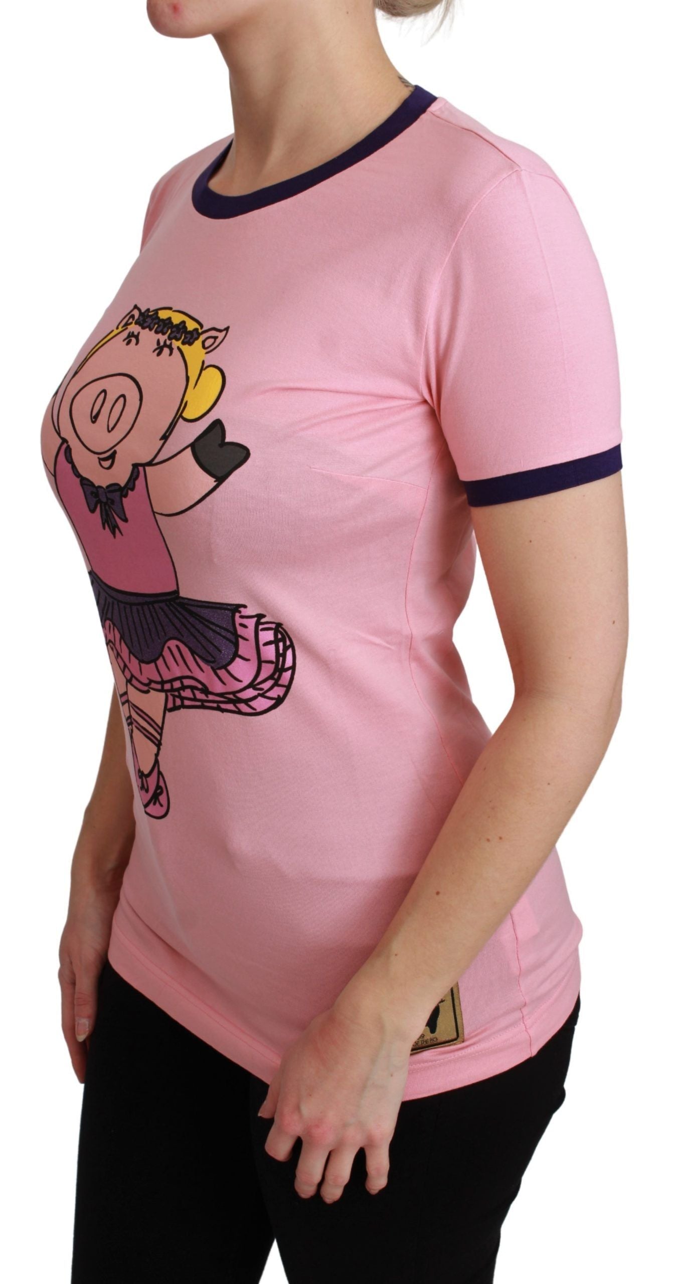 Rosa YEAR OF THE PIG Top Baumwoll-T-Shirt