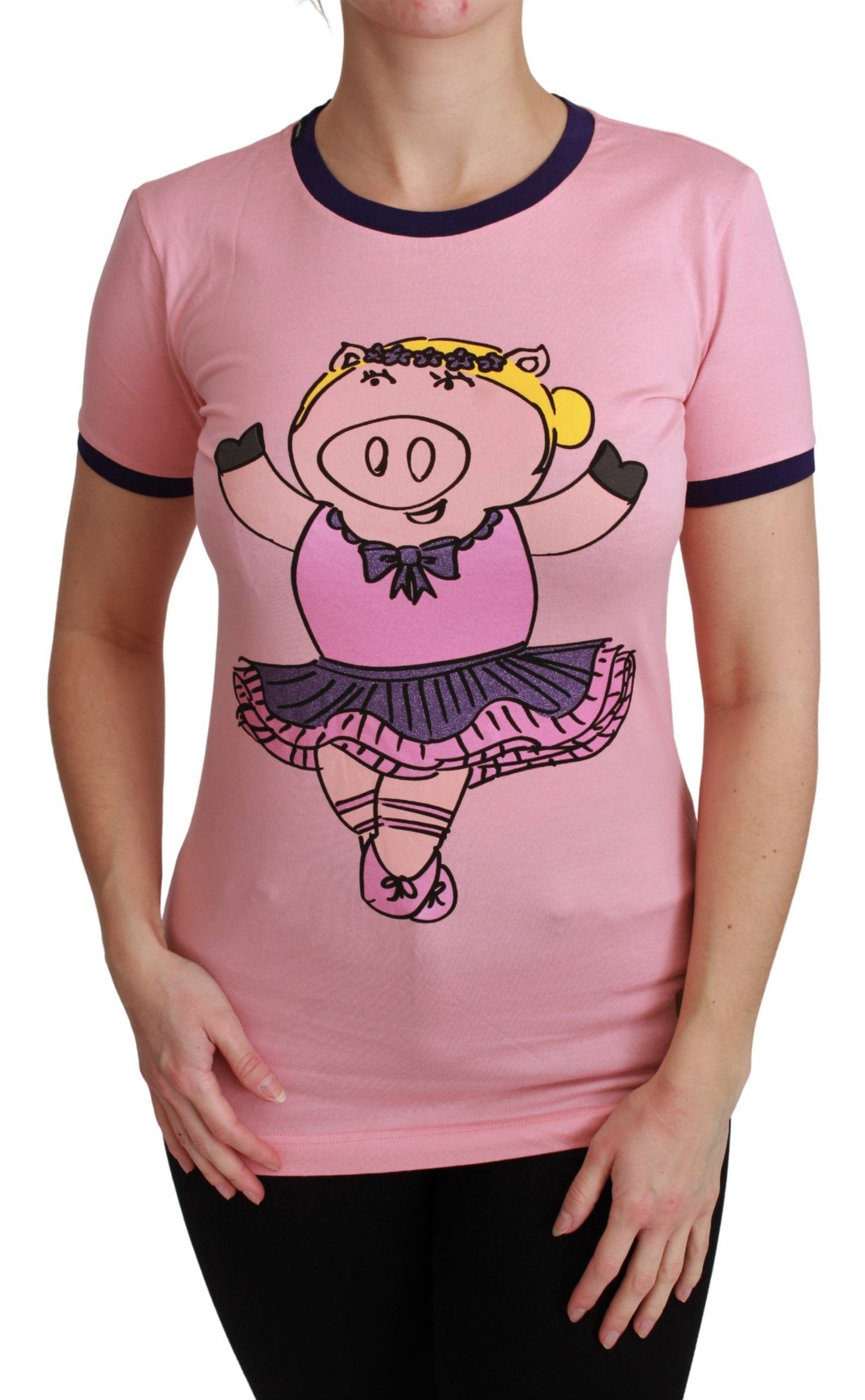 Rosa YEAR OF THE PIG Top Baumwoll-T-Shirt