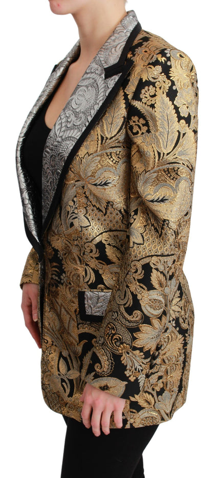 Dolce &amp; Gabbana – Eleganter Blazer aus Jacquard mit goldenem Blumenmuster