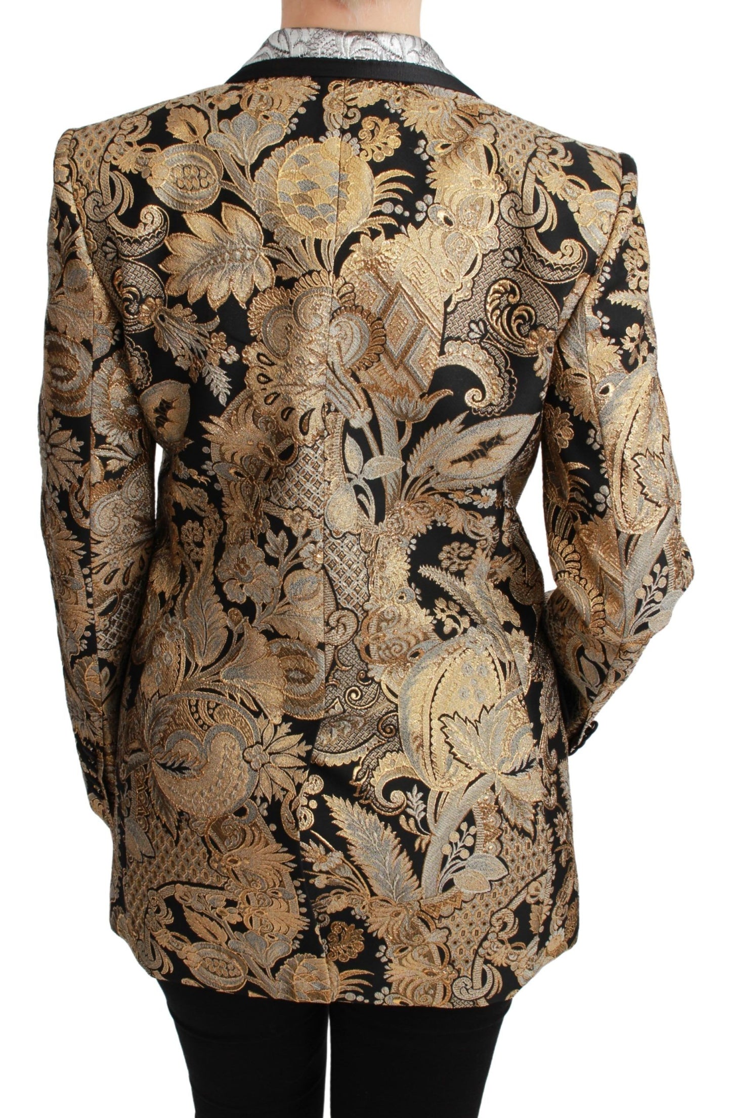 Dolce &amp; Gabbana – Eleganter Blazer aus Jacquard mit goldenem Blumenmuster