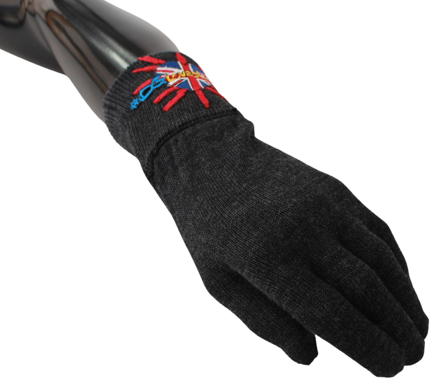 Gants en laine brodés gris #DGLovesLondon