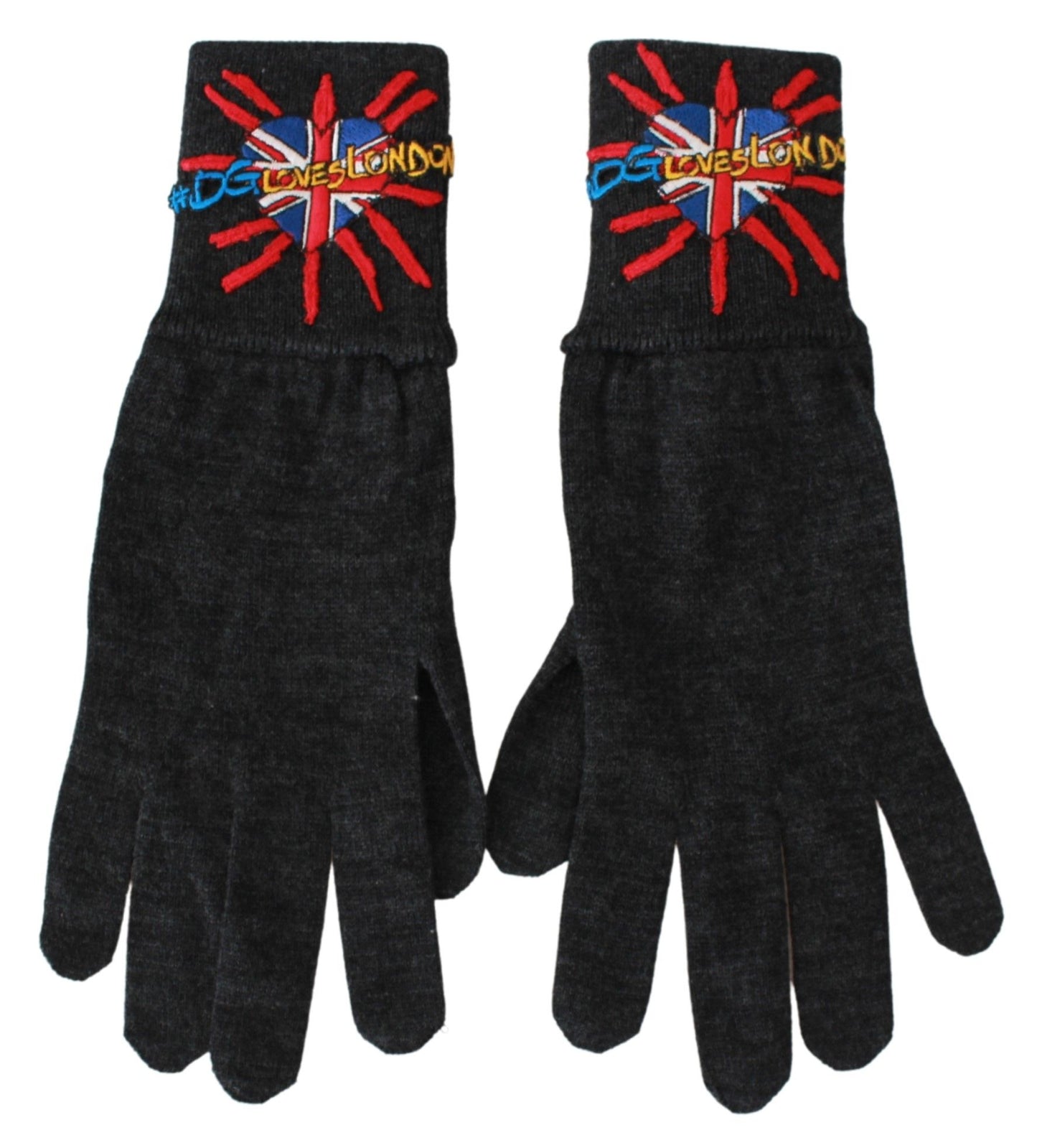 Gants en laine brodés gris #DGLovesLondon