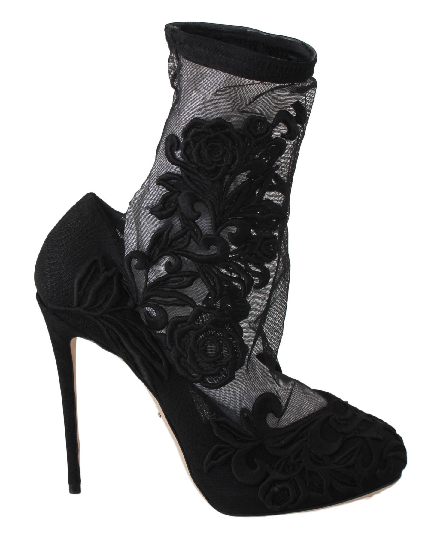 Schwarze Rosen Stilettos Booties Socken Schuhe