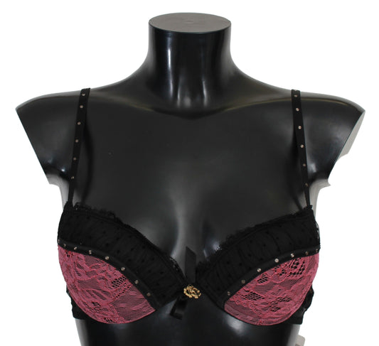 Sous-vêtements soutien-gorge push-up en dentelle rose noir