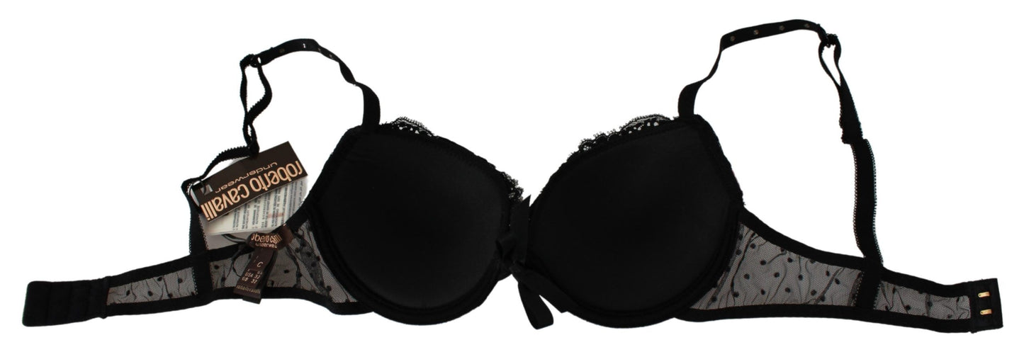 Intimo reggiseno push up in pizzo nero rosa