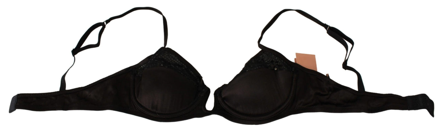 Intimo reggiseno balconcino con paillettes marrone