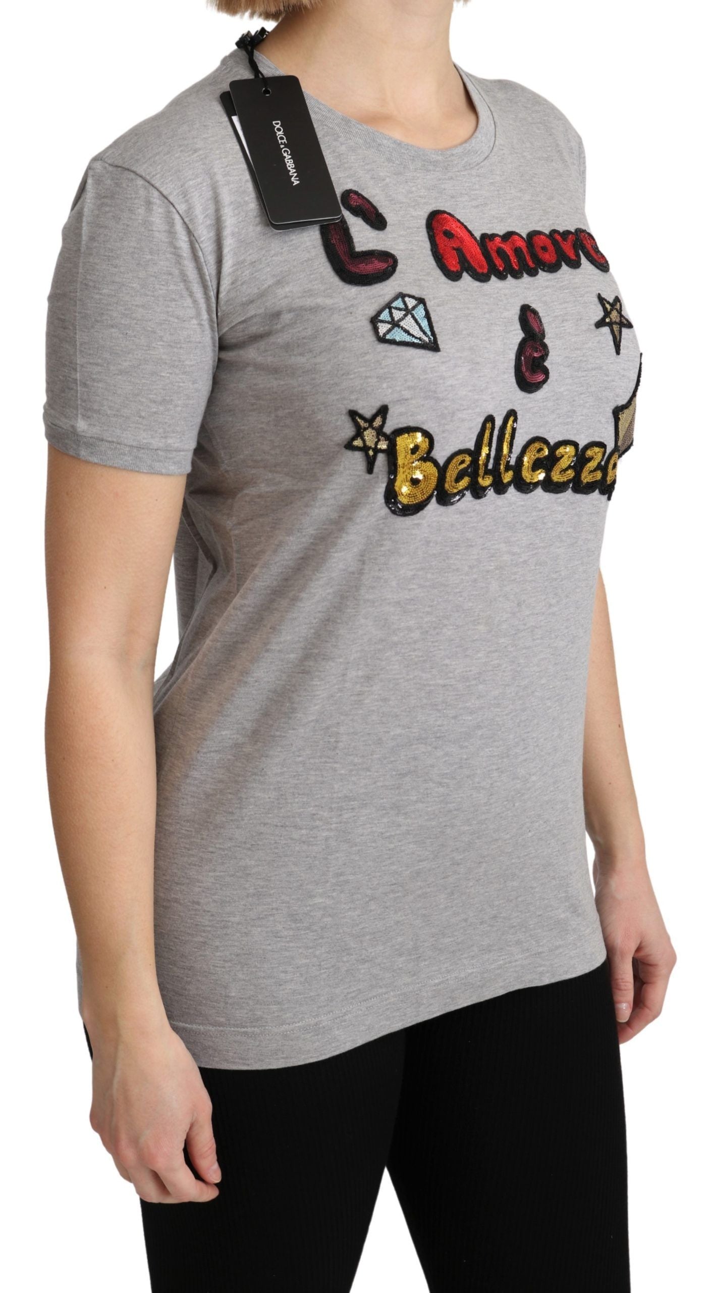 T-shirt haut Amore e Bellezza en coton gris