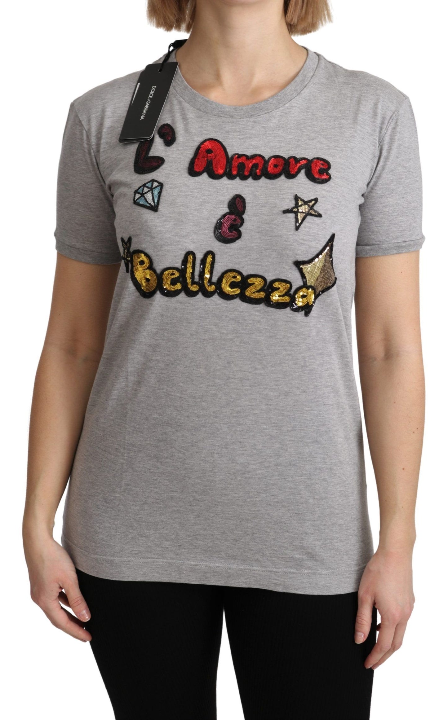 T-shirt haut Amore e Bellezza en coton gris