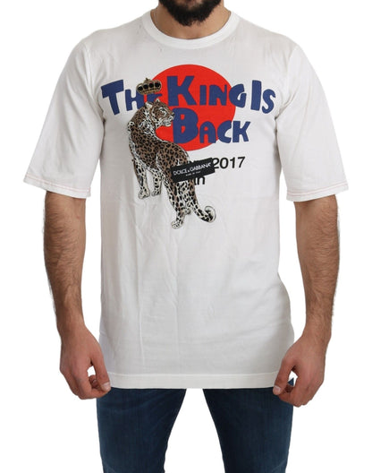 Weißes Royal-Top-T-Shirt mit Leopardenmuster