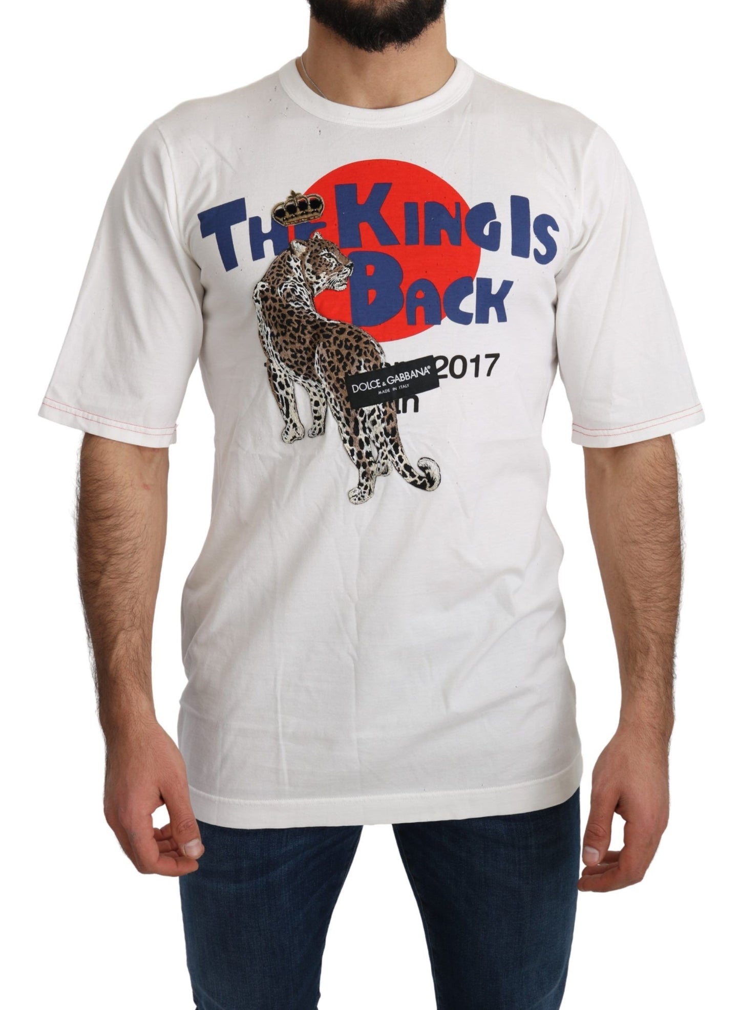 Weißes Royal-Top-T-Shirt mit Leopardenmuster