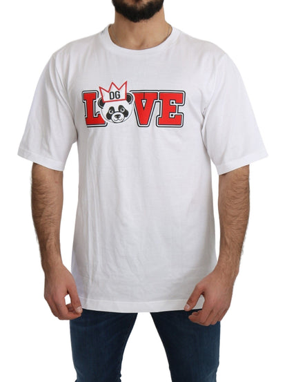 T-shirt bianca con stampa panda dell'amore