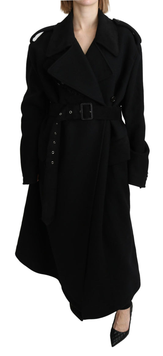 Dolce &amp; Gabbana Eleganter schwarzer Woll-Trenchcoat