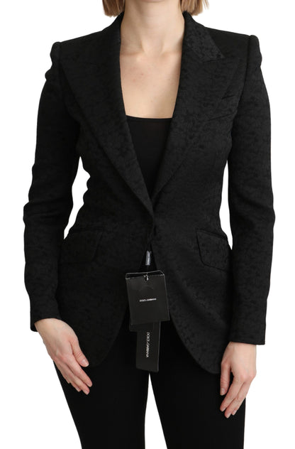 Dolce &amp; Gabbana Eleganter einreihiger Blazer aus schwarzem Brokat