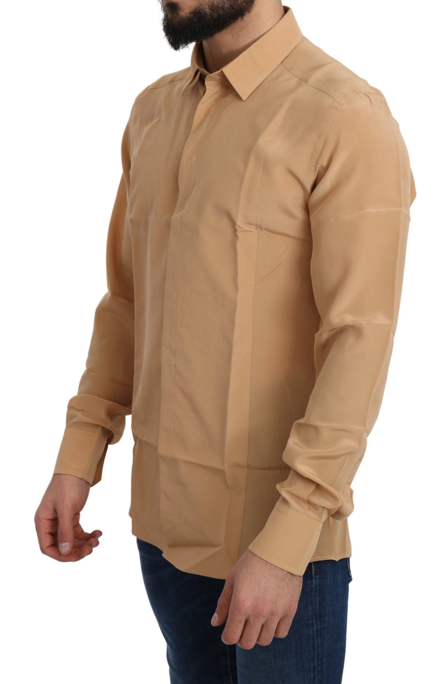 Chemise slim jaune 100% soie GOLD Top