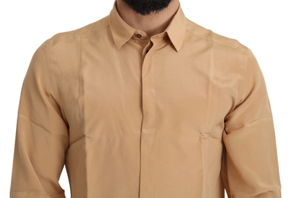 Chemise slim jaune 100% soie GOLD Top