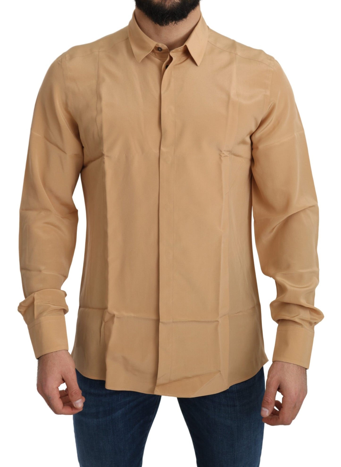 Chemise slim jaune 100% soie GOLD Top