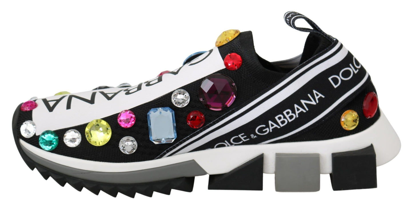 Dolce &amp; Gabbana – Schwarze Low-Top-Sneakers mit Kristallverzierung