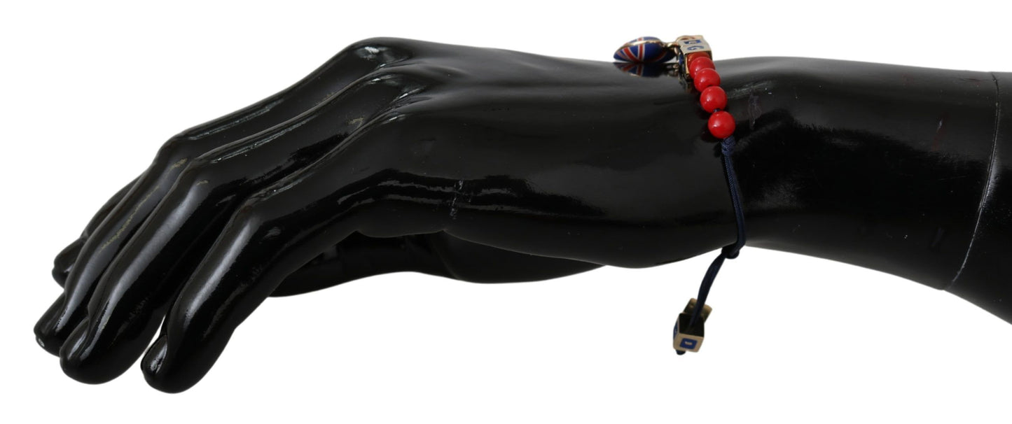 Bracelet de marque drapeau DG LOVES LONDON en perles bleu rouge