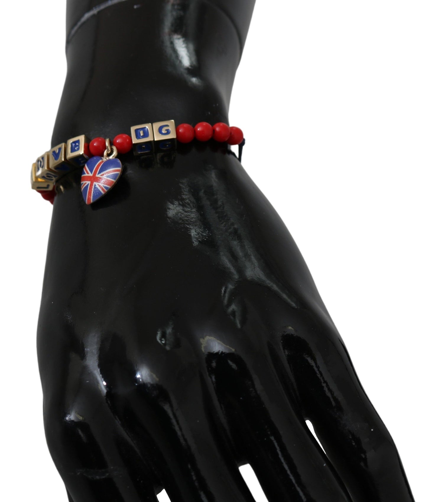 Bracelet de marque drapeau DG LOVES LONDON en perles bleu rouge