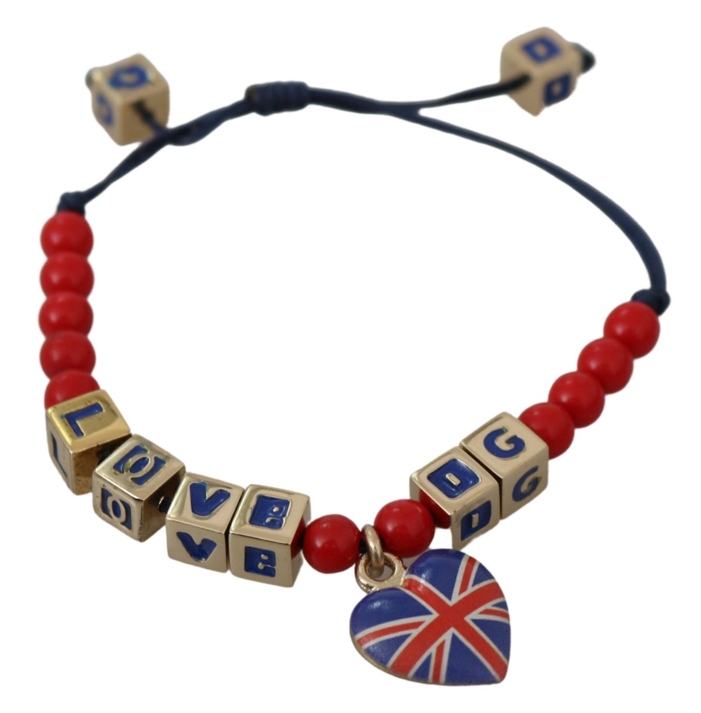 Bracciale con marchio bandiera DG LOVES LONDON con perline rosse e blu