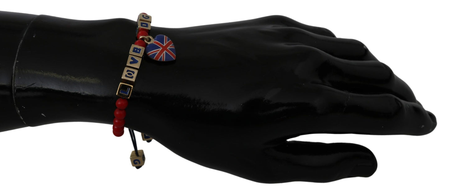 Bracelet de marque drapeau DG LOVES LONDON en perles bleu rouge