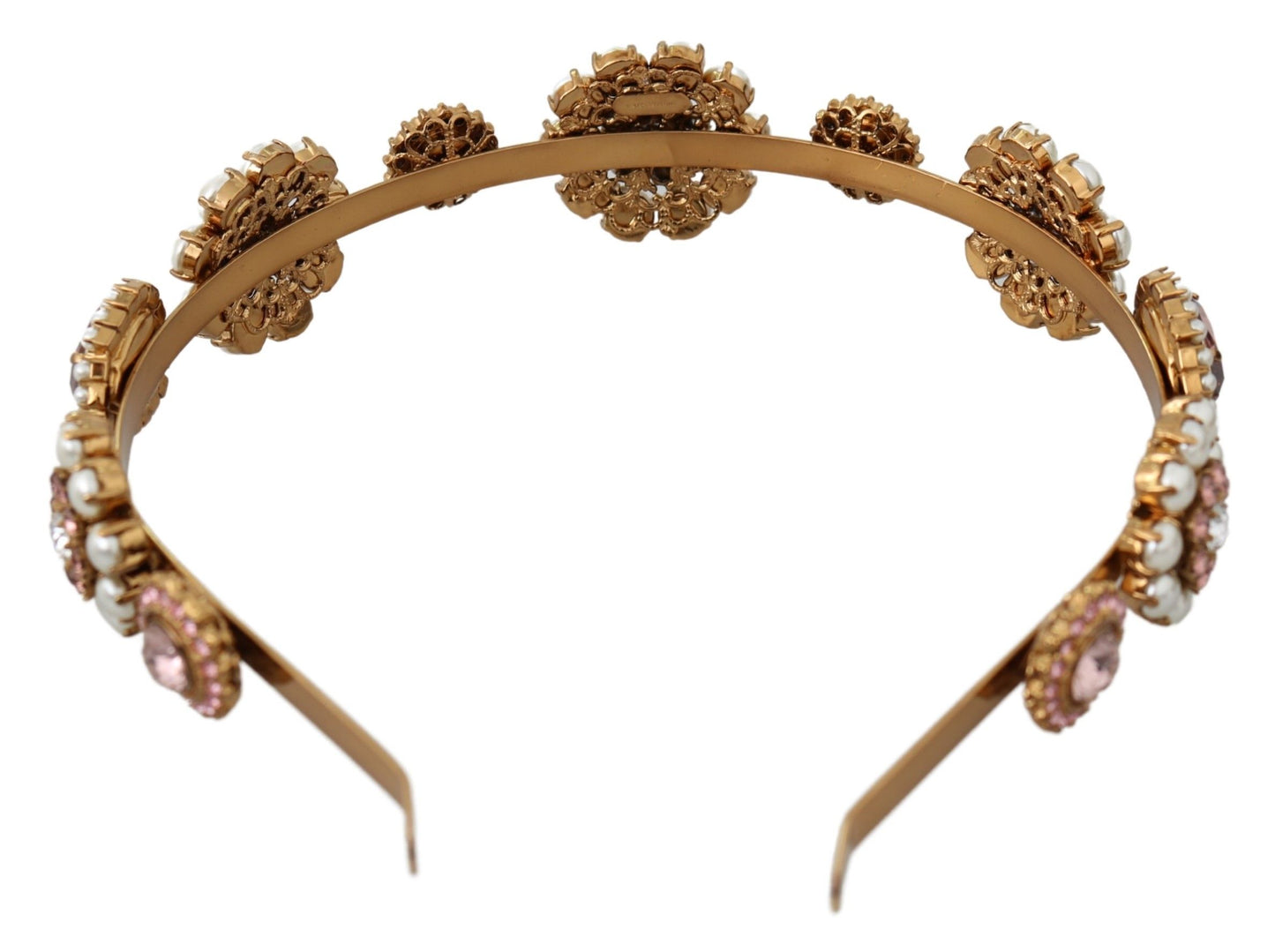 Goldene Tiara, Kristall-Blumenperlen-Stirnband, Logo-Diadem