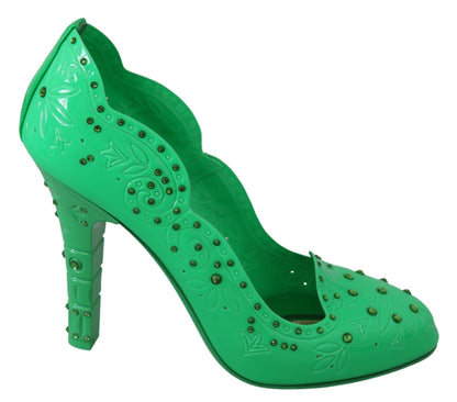 Dolce & Gabbana Enchanting Crystal Cinderella Pumps in Lush Green