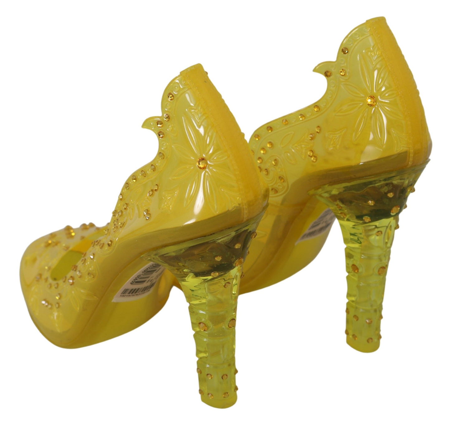 Scarpe con tacco CINDERELLA in cristallo floreale giallo