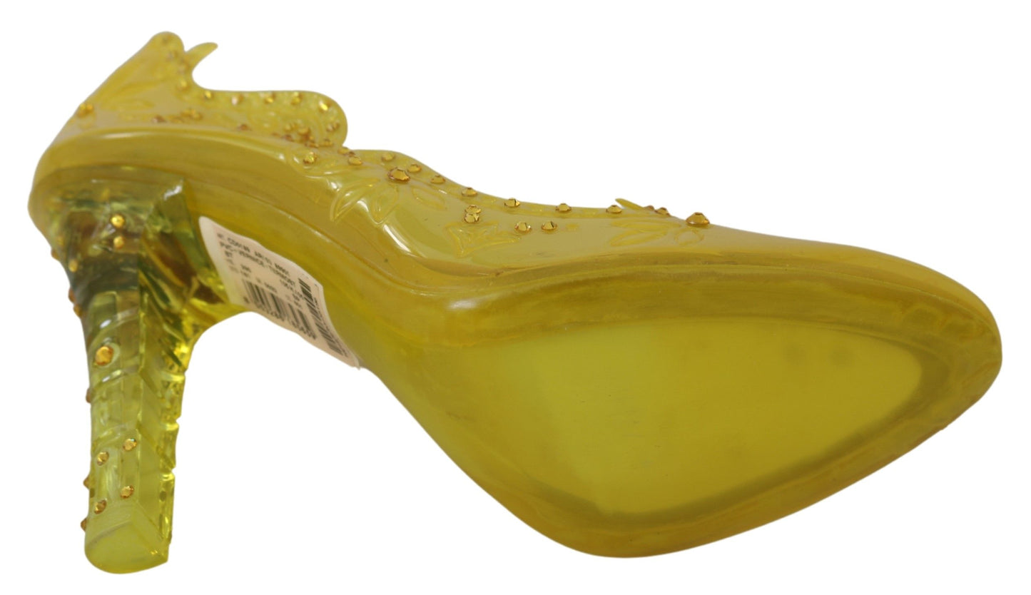 Scarpe con tacco CINDERELLA in cristallo floreale giallo