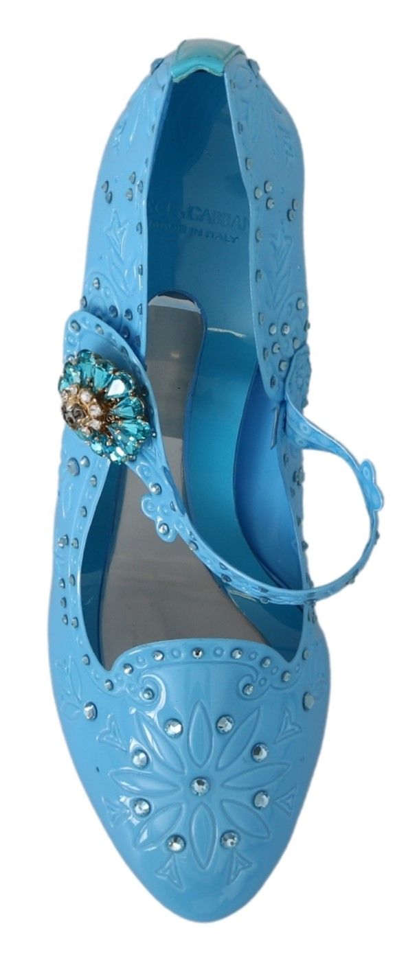 Scarpe con tacco CENERENTOLA in cristallo floreale blu