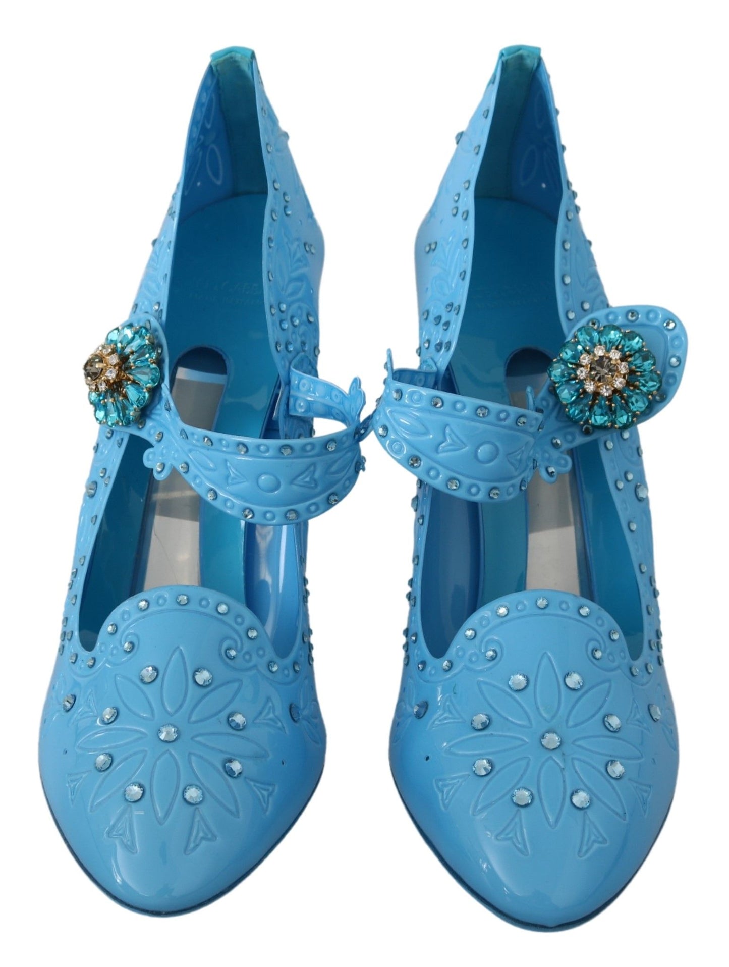 Chaussures à talons CENDRILLON en cristal floral bleu