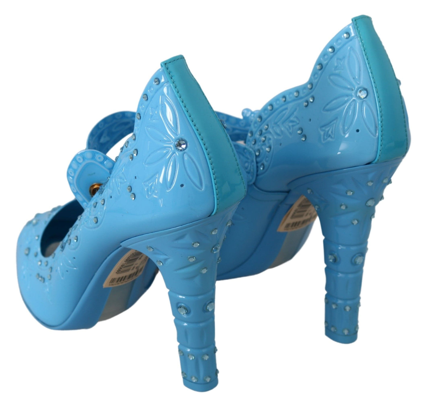 Chaussures à talons CENDRILLON en cristal floral bleu