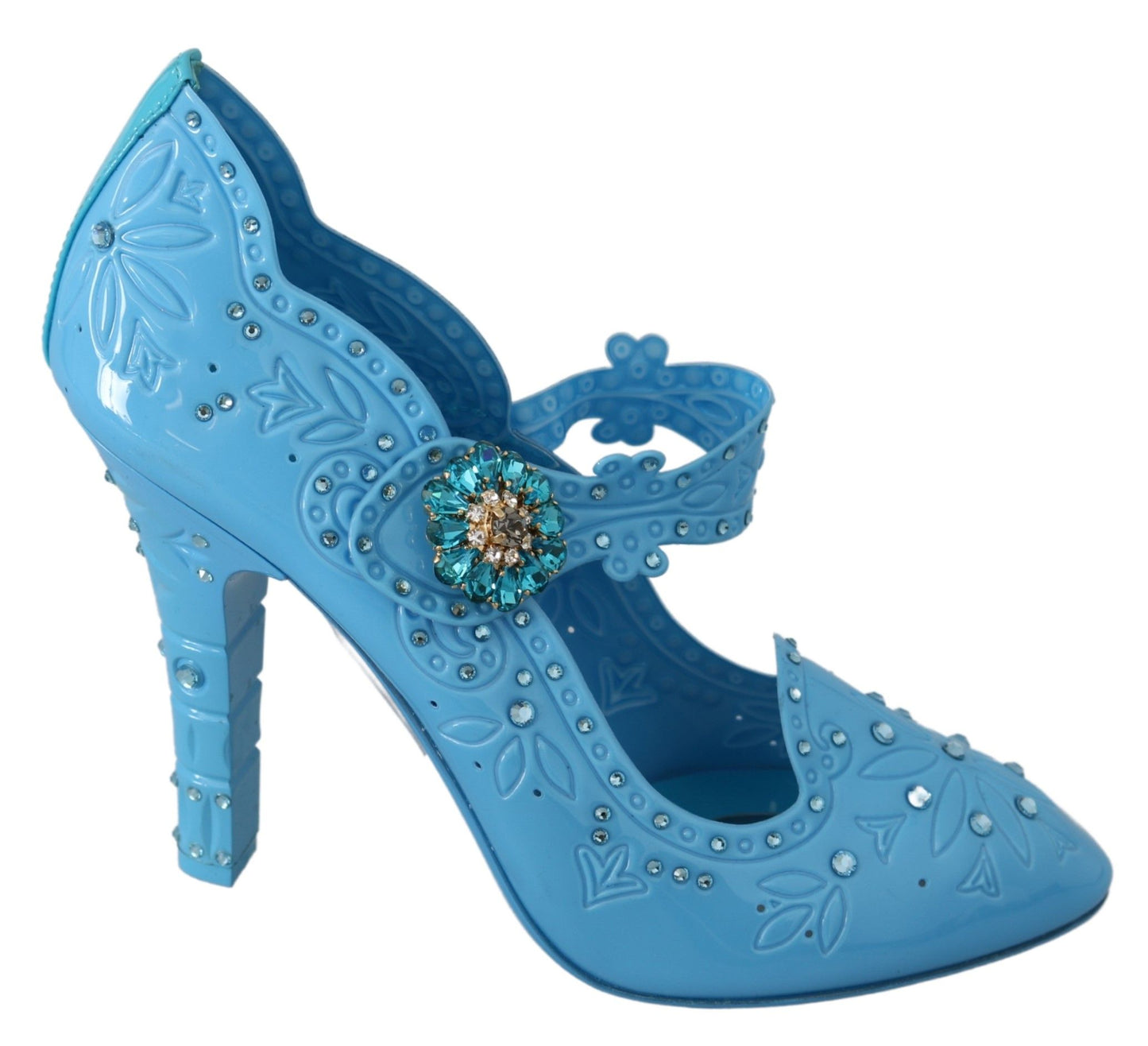 Scarpe con tacco CENERENTOLA in cristallo floreale blu