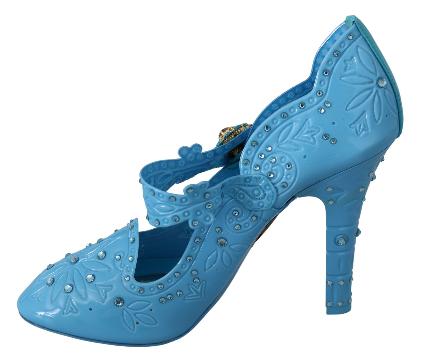 Scarpe con tacco CENERENTOLA in cristallo floreale blu