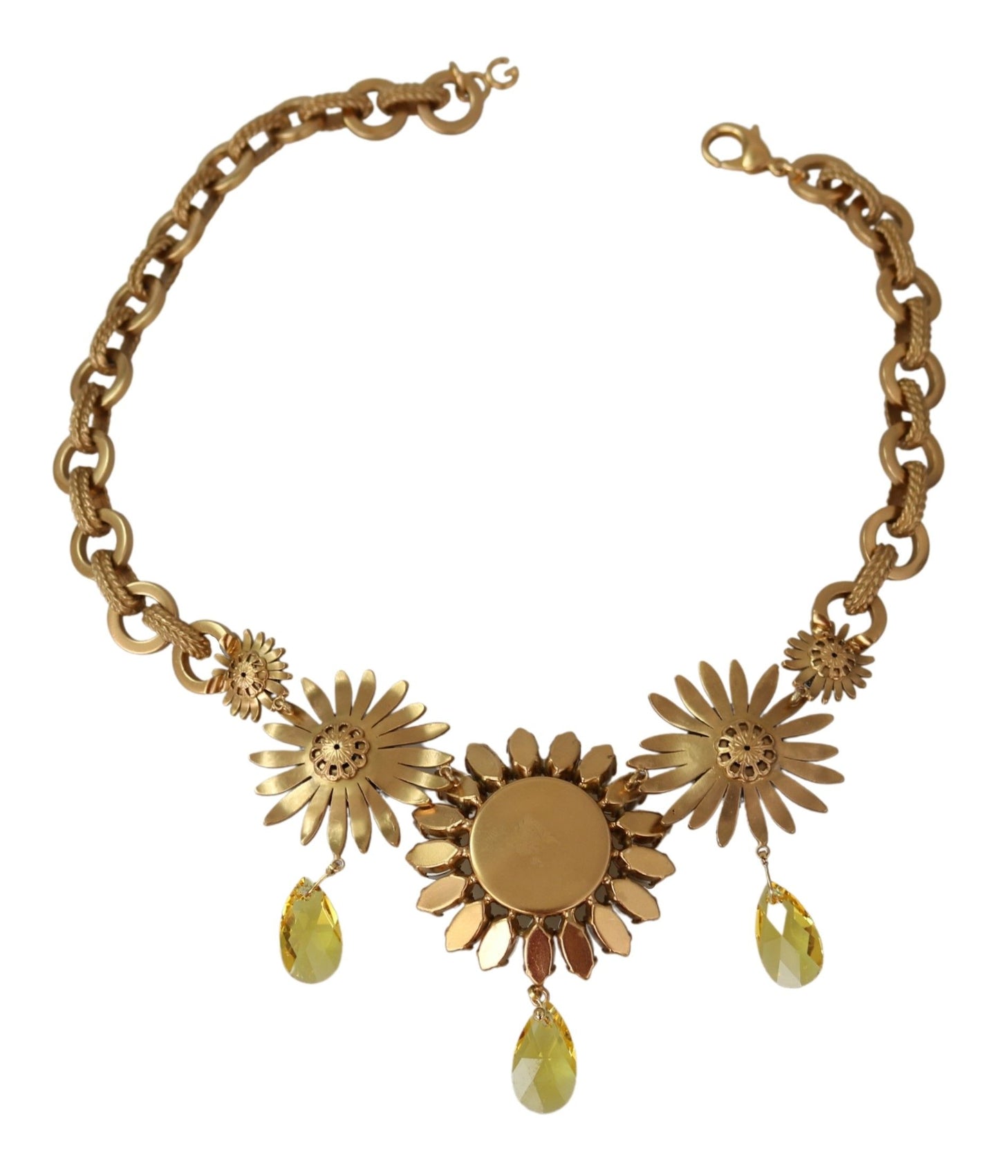 Collana con pendenti in cristallo Sunlower con catena in ottone dorato